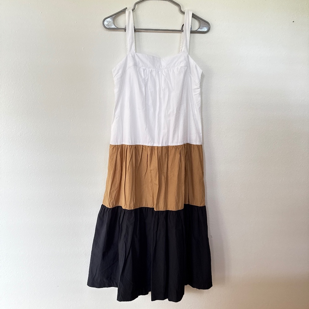 Maeve White, Tan, and Black Maxi Dress